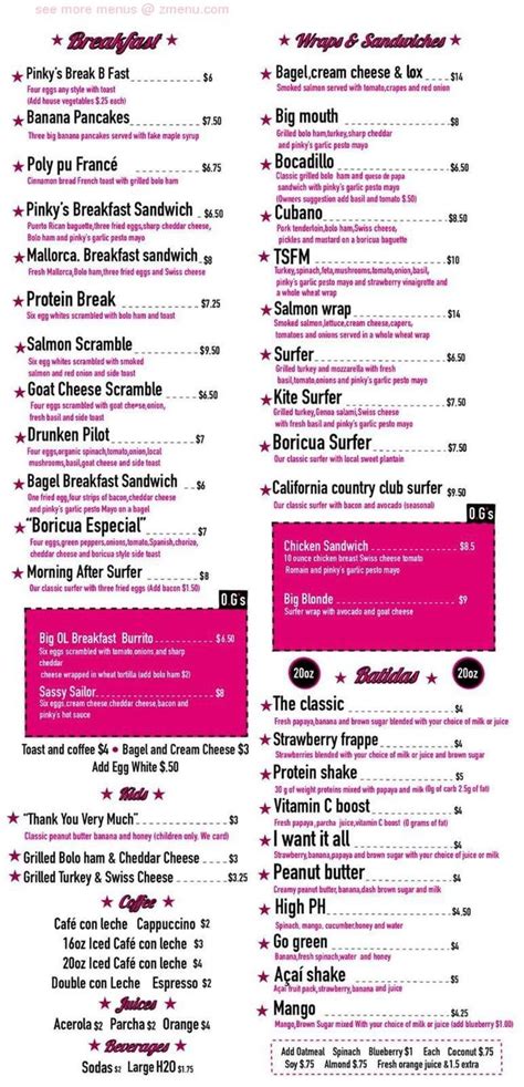 pinky puerto rico|pinky's condado menu.